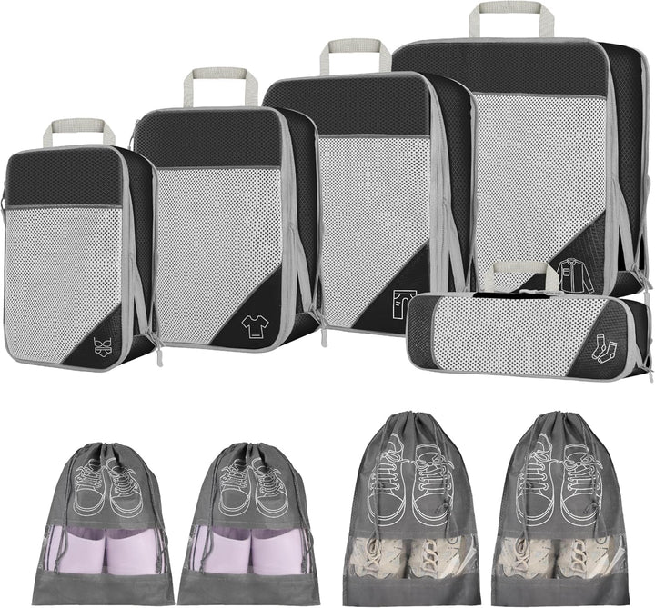 9-delige Uitbreidbare Compressie Inpak Cube Set – Reis Organiser Tassen