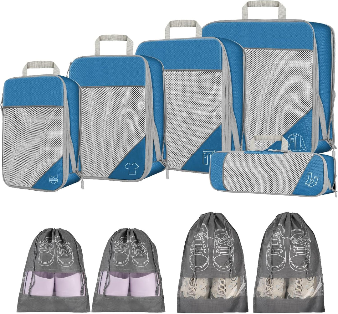 9-delige Uitbreidbare Compressie Inpak Cube Set – Reis Organiser Tassen