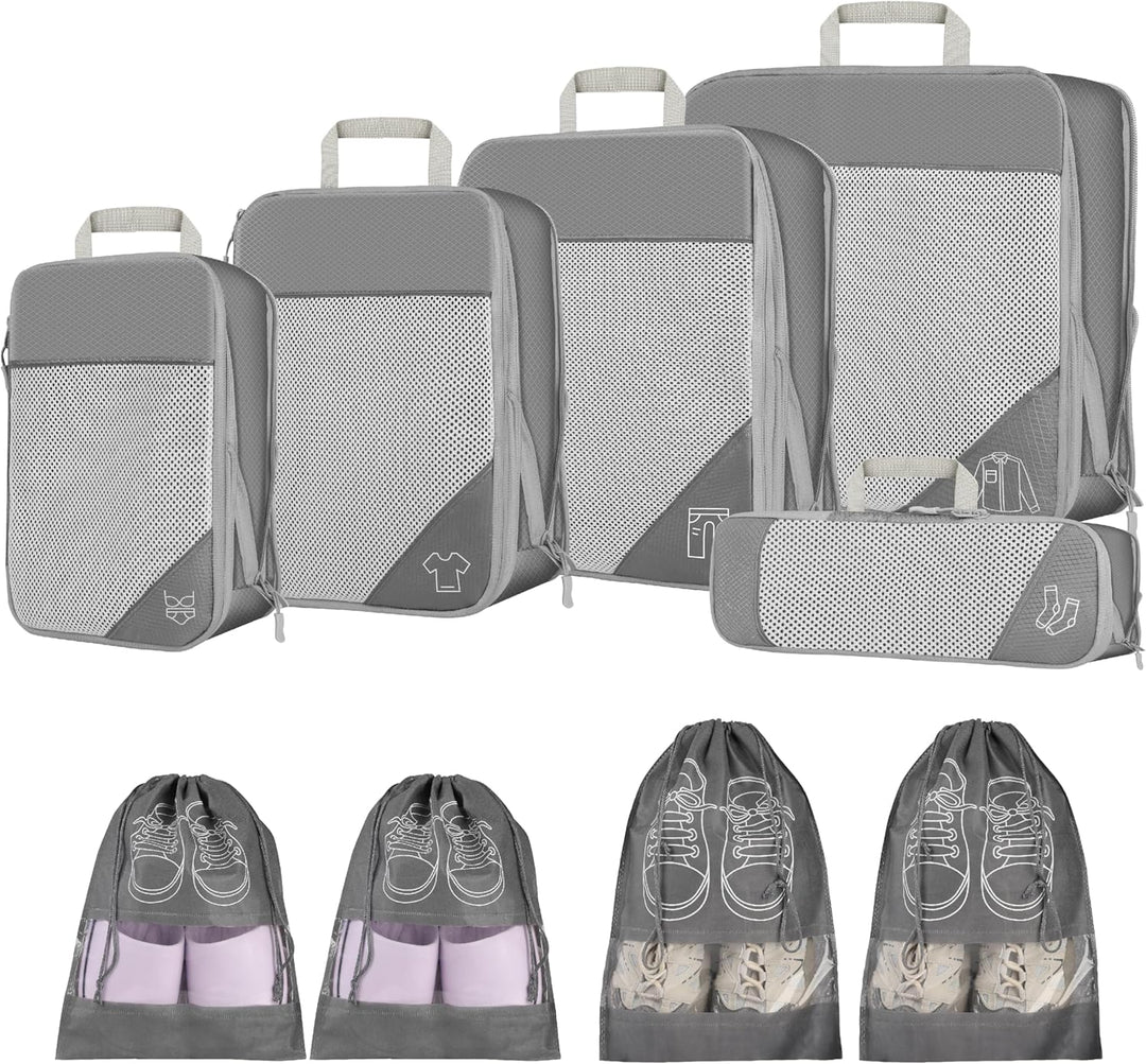 9-delige Uitbreidbare Compressie Inpak Cube Set – Reis Organiser Tassen