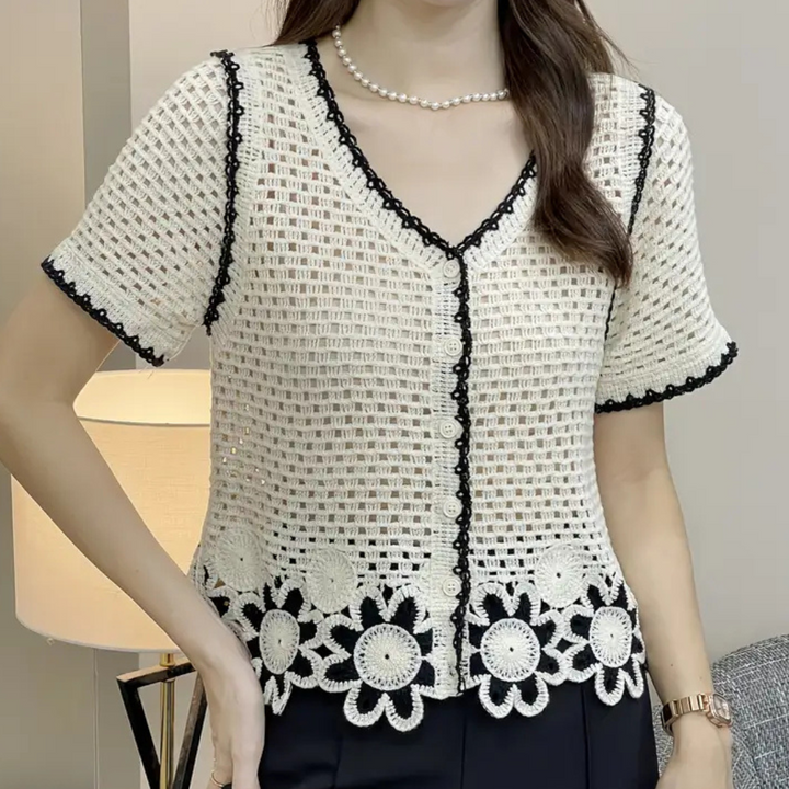 Trendy Opengewerkte Blouse voor Dames - Livia