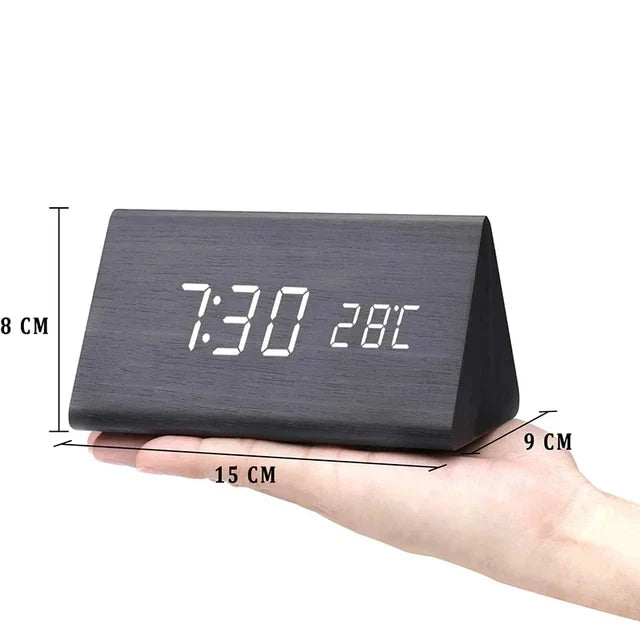 Houten LED Wekker met Spraakbesturing - EcoClock