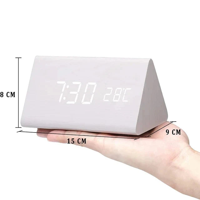 Houten LED Wekker met Spraakbesturing - EcoClock