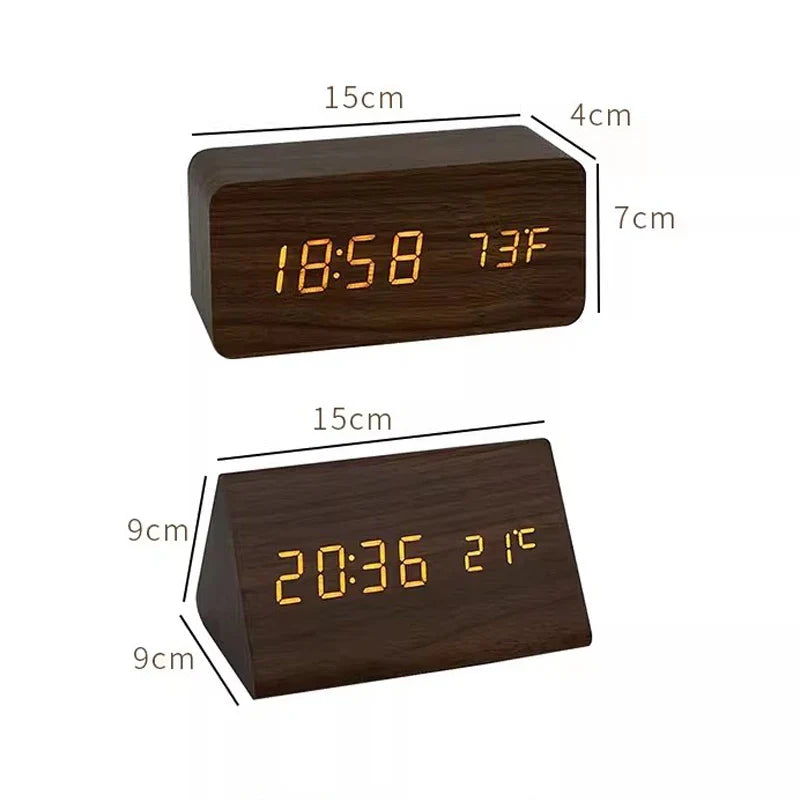 Houten LED Wekker met Spraakbesturing - EcoClock