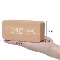 Houten LED Wekker met Spraakbesturing - EcoClock