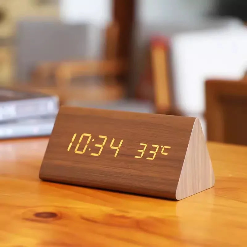 Houten LED Wekker met Spraakbesturing - EcoClock
