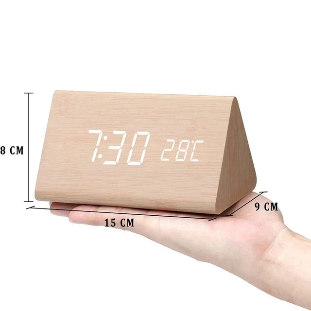 Houten LED Wekker met Spraakbesturing - EcoClock