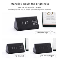 Houten LED Wekker met Spraakbesturing - EcoClock