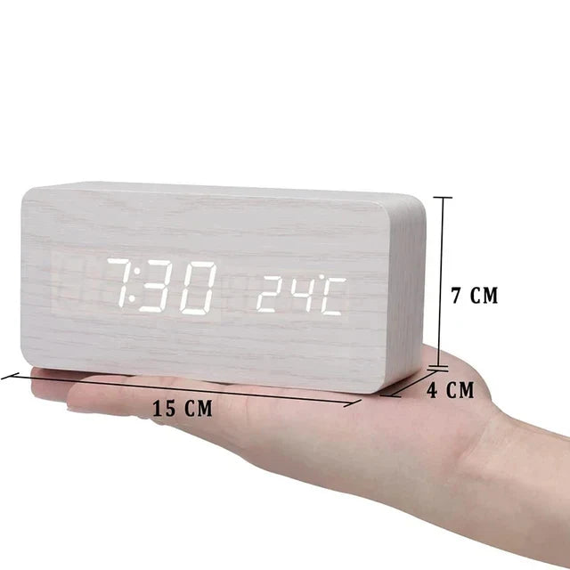 Houten LED Wekker met Spraakbesturing - EcoClock