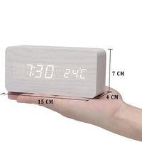 Houten LED Wekker met Spraakbesturing - EcoClock