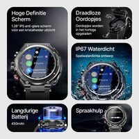 Complete Smartwatch met Geïntegreerde Draadloze Oordoppen - AlphaX