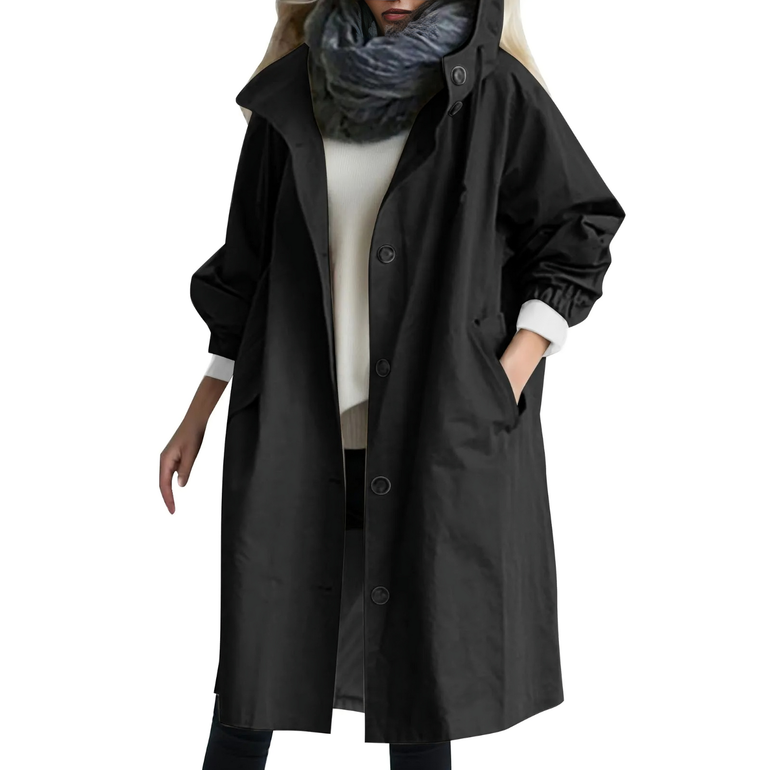 Winddichte Dames Trenchcoat met Capuchon - Luna