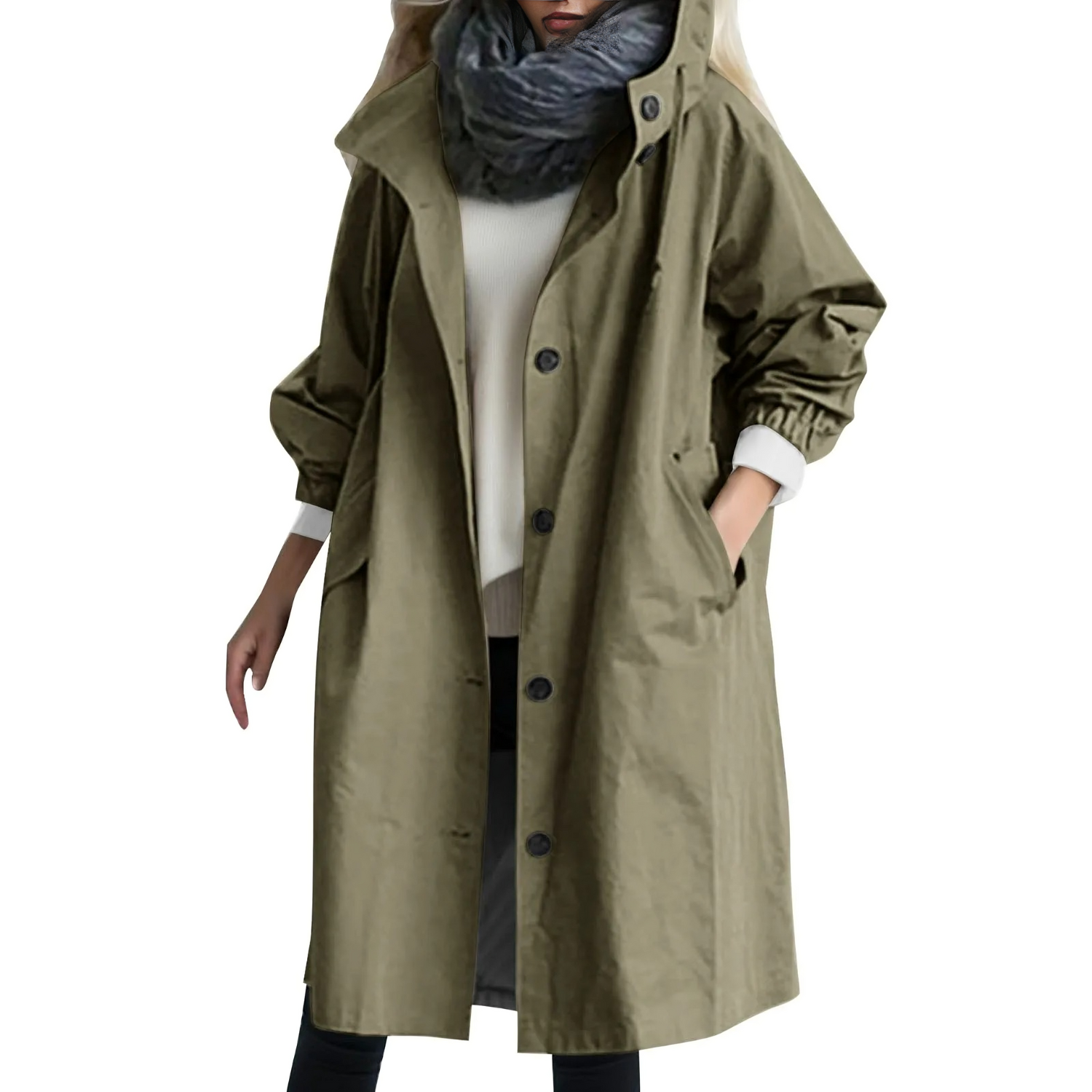 Winddichte Dames Trenchcoat met Capuchon - Luna