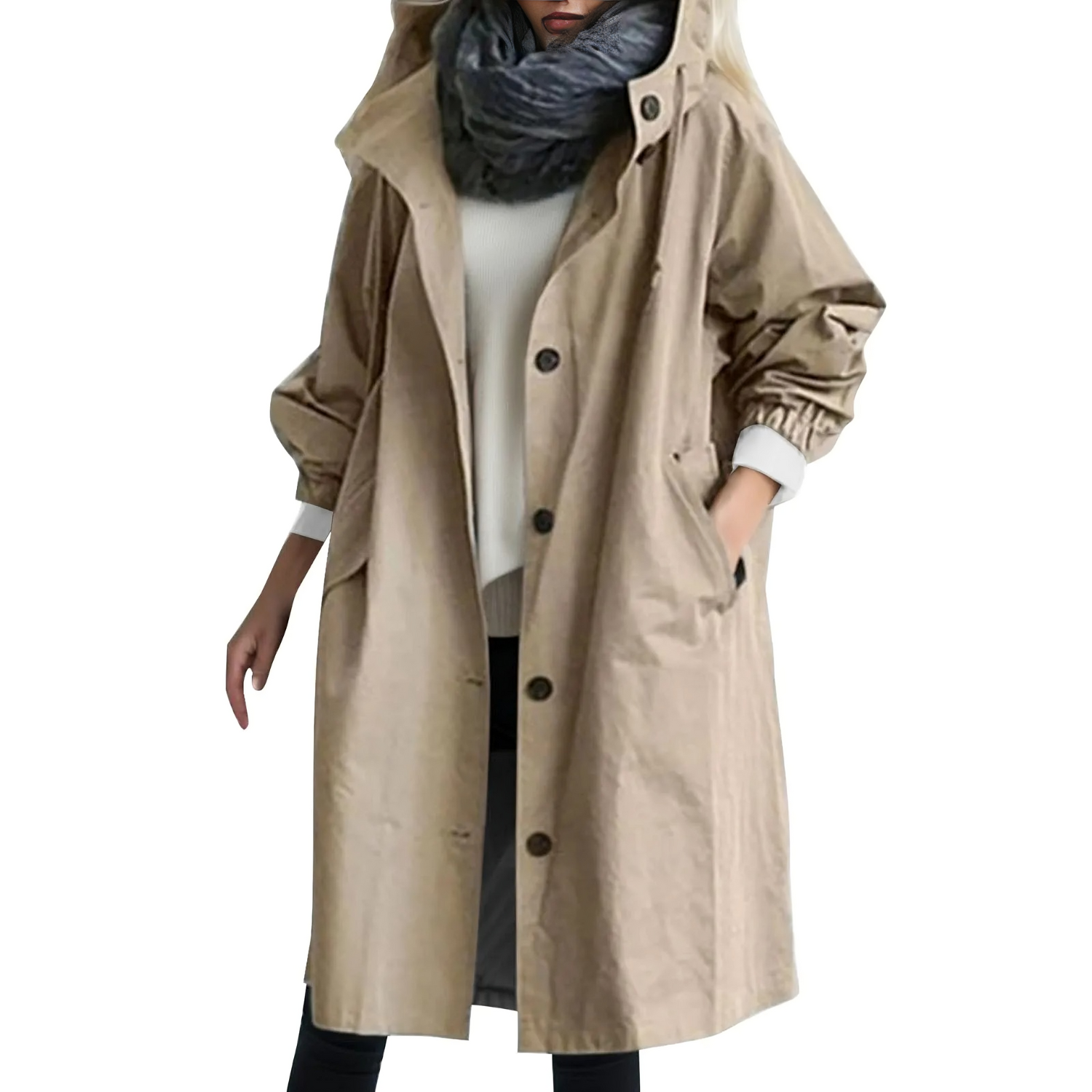 Winddichte Dames Trenchcoat met Capuchon - Luna