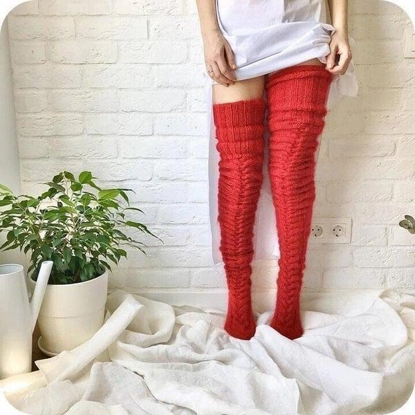 Hoge Gebreide Wollen Dames Sokken - WarmWool