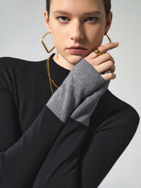 Bluzka z długim rękawem w kontrastowych kolorach dla kobiet - Lana