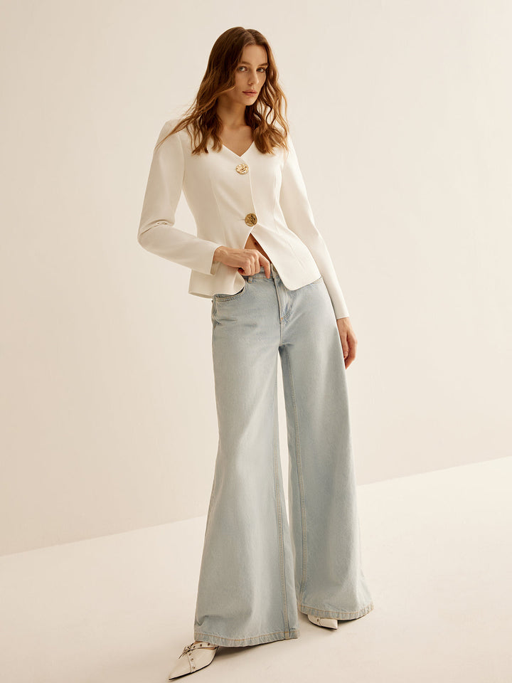 Witte Slimfit Dames Blazer - Clara
