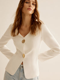 Witte Slimfit Dames Blazer - Clara