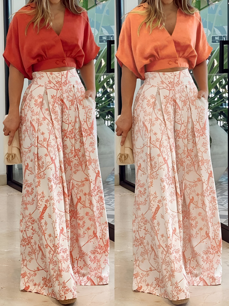 Tweedelige Zomerset met Losse Blouse en Wijde Broek – Élise