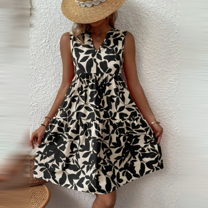 Boho Zomerjurk met Print en V-hals – Yalina