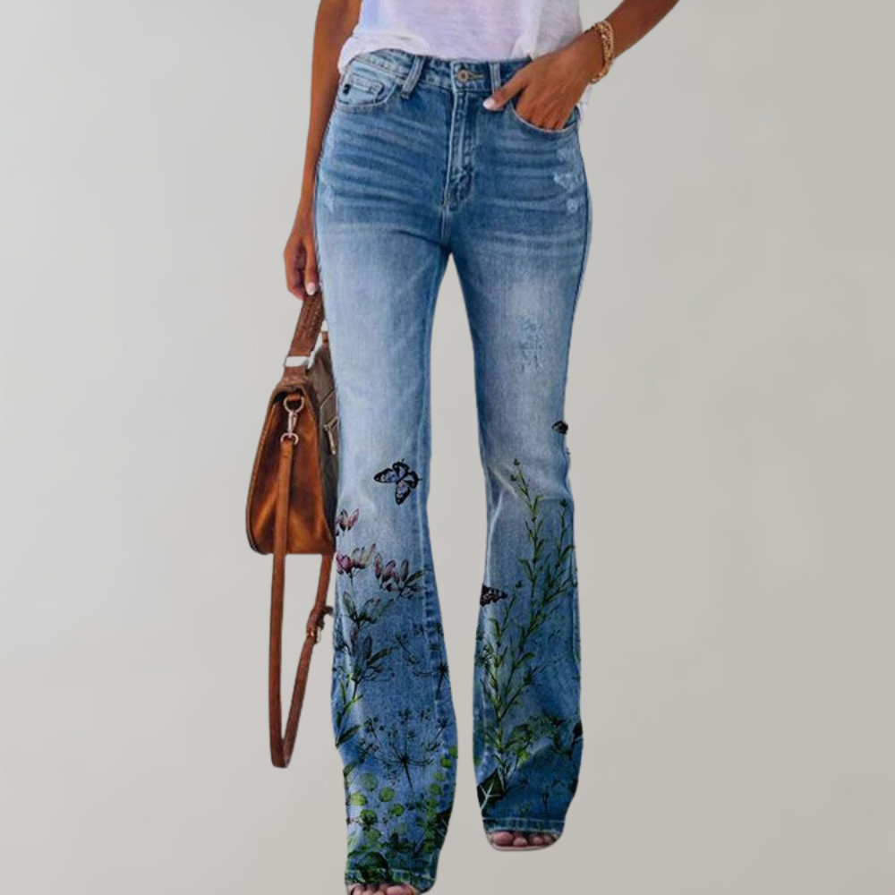 Flared Jeans met Knopen - Rosa