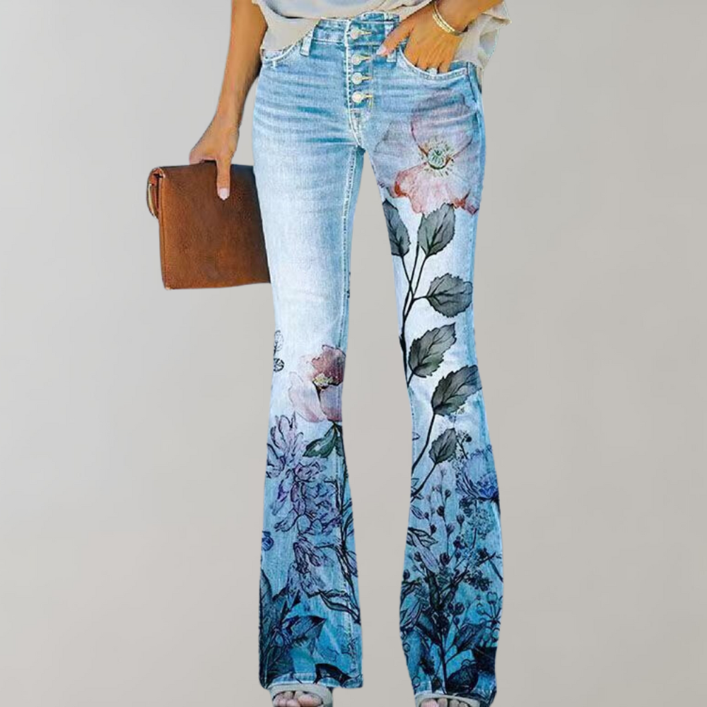 Flared Jeans met Knopen - Rosa