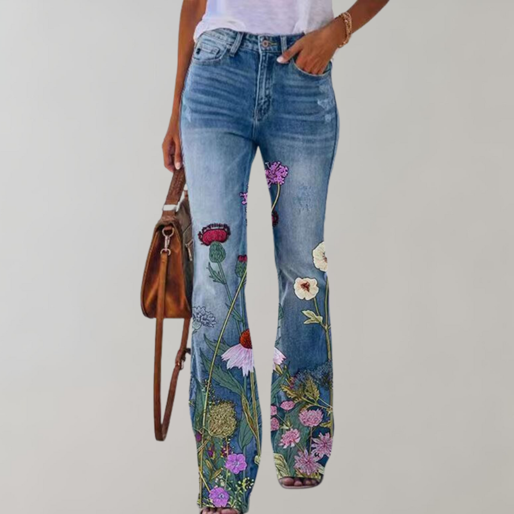 Flared Jeans met Knopen - Rosa