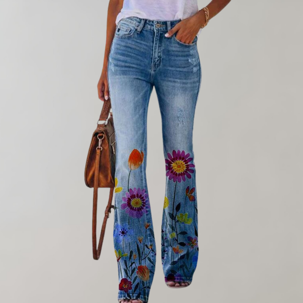 Flared Jeans met Knopen - Rosa