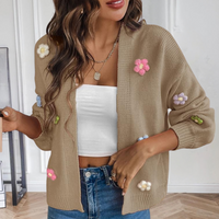Gebreid Damesvest met 3D Bloemen – Maribel