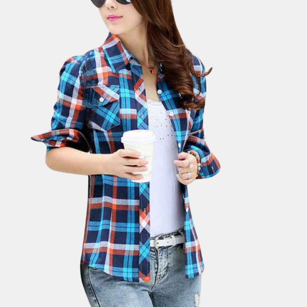 Modieuze Blouse met Karo-Patroon - Sienna