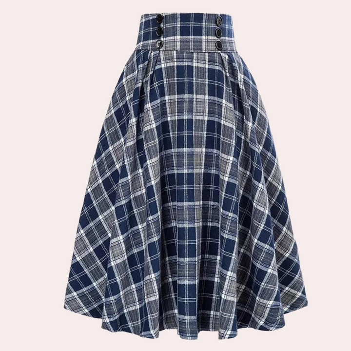 Stijlvolle High-Waist A-Lijn Rok met Ruitpatroon - Maëlle
