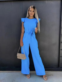 Jumpsuit met Korte Mouwen en Ceintuur - Noa