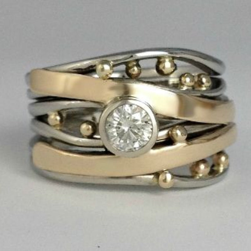 Vintage Gouden Ring met Ingelegde Zirkonia - Ameline