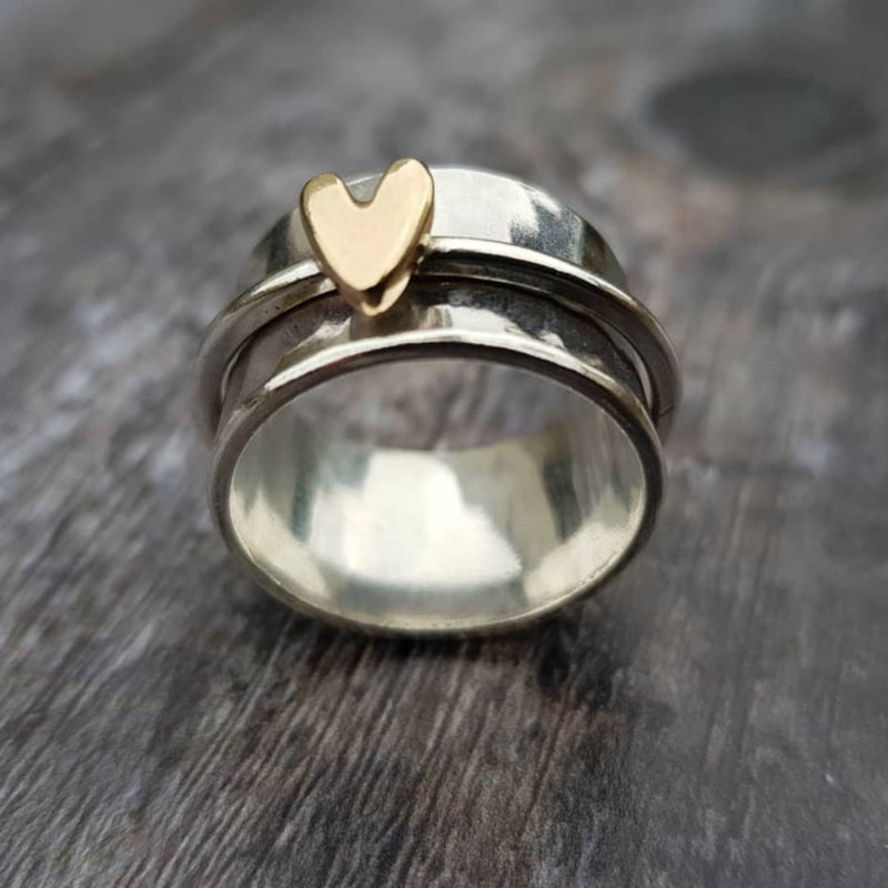 Vintage Zilveren Ring met Gouden Hart - Auryn