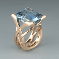Vintage Roségouden Ring met Blauwe Zirkonia - Rosalie