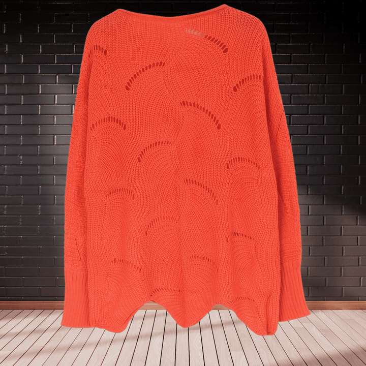 Dames herfsttrui van ribstof met asymmetrische zoom – Annelie