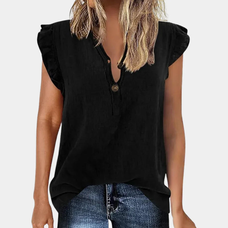 Losse Dames Zomerblouse met Knoopsluiting - Léa