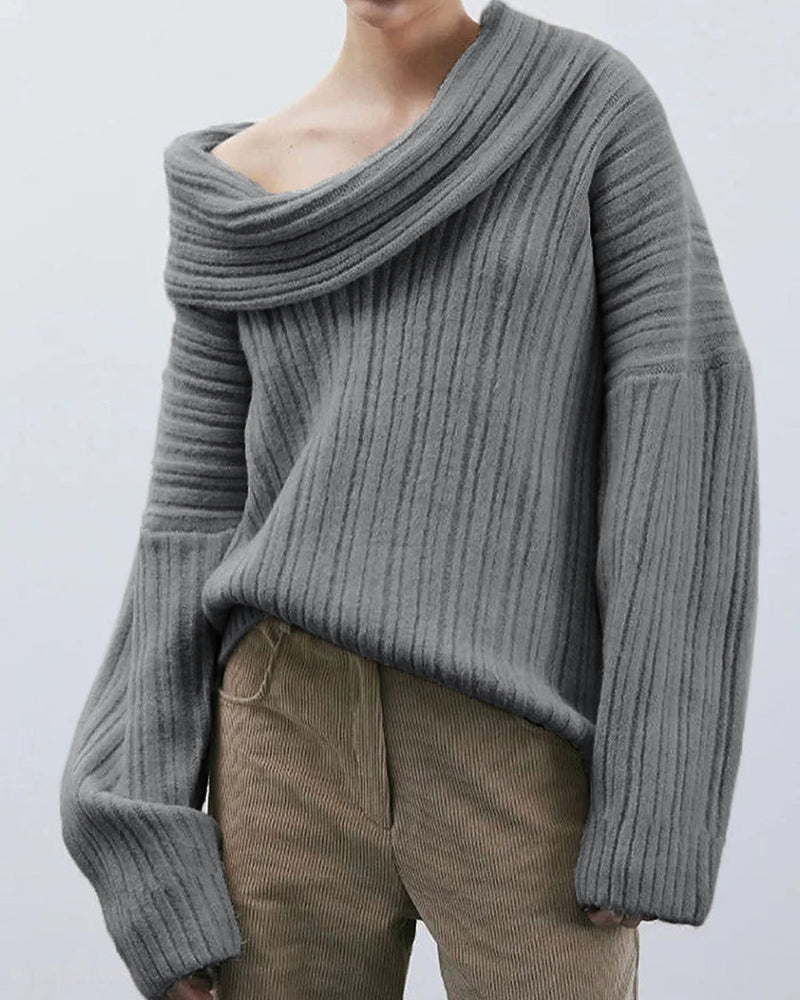 Casual Gebreide Trui met Één Schouder - LuxeOne