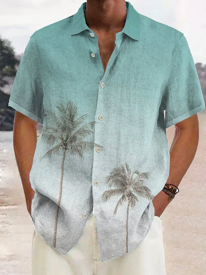 Tropisch Heren Zomershirt met Kokosboomprint – Maceo