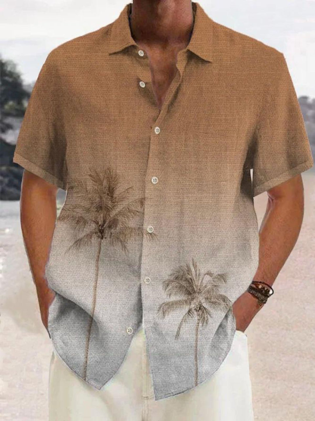 Tropisch Heren Zomershirt met Kokosboomprint – Maceo