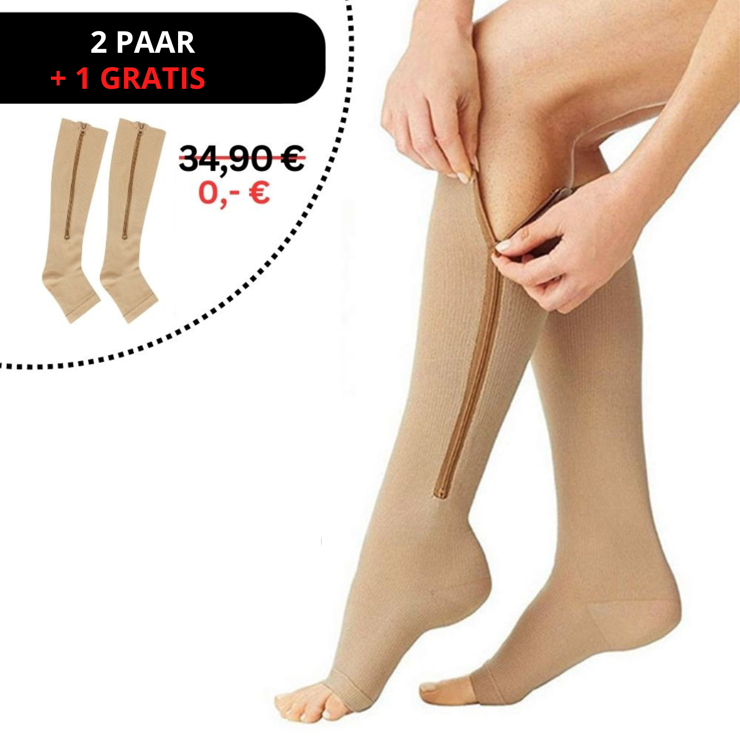 Orthopedische Compressiesokken met Rits - ComfortZip