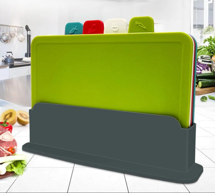4-Delige Snijplankenset met Houder - PrepTidy
