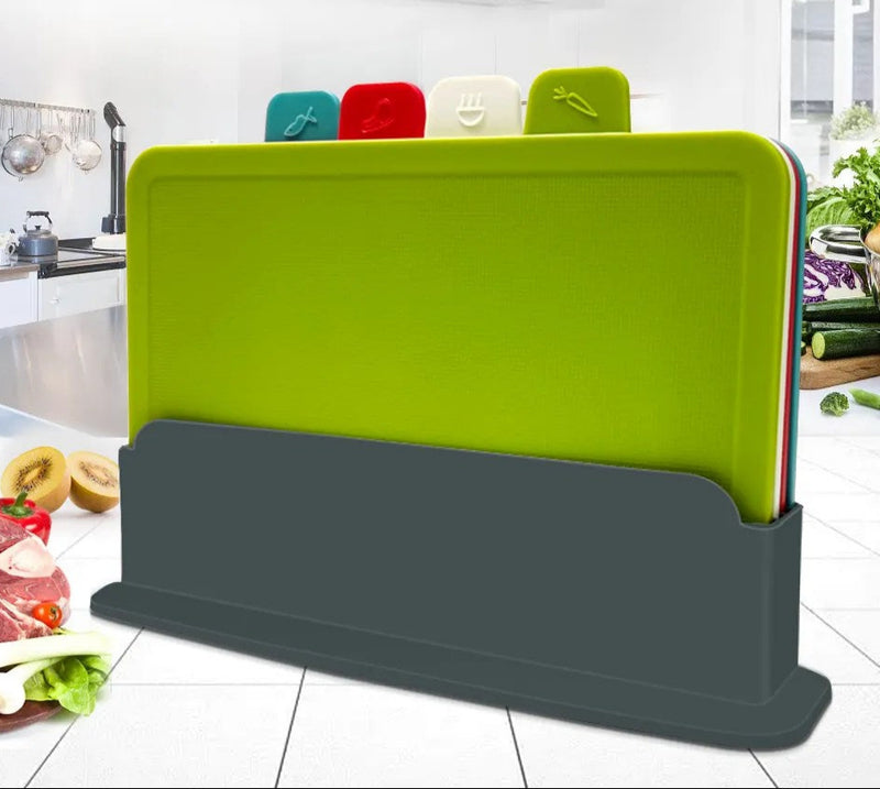 4-Delige Snijplankenset met Houder - PrepTidy