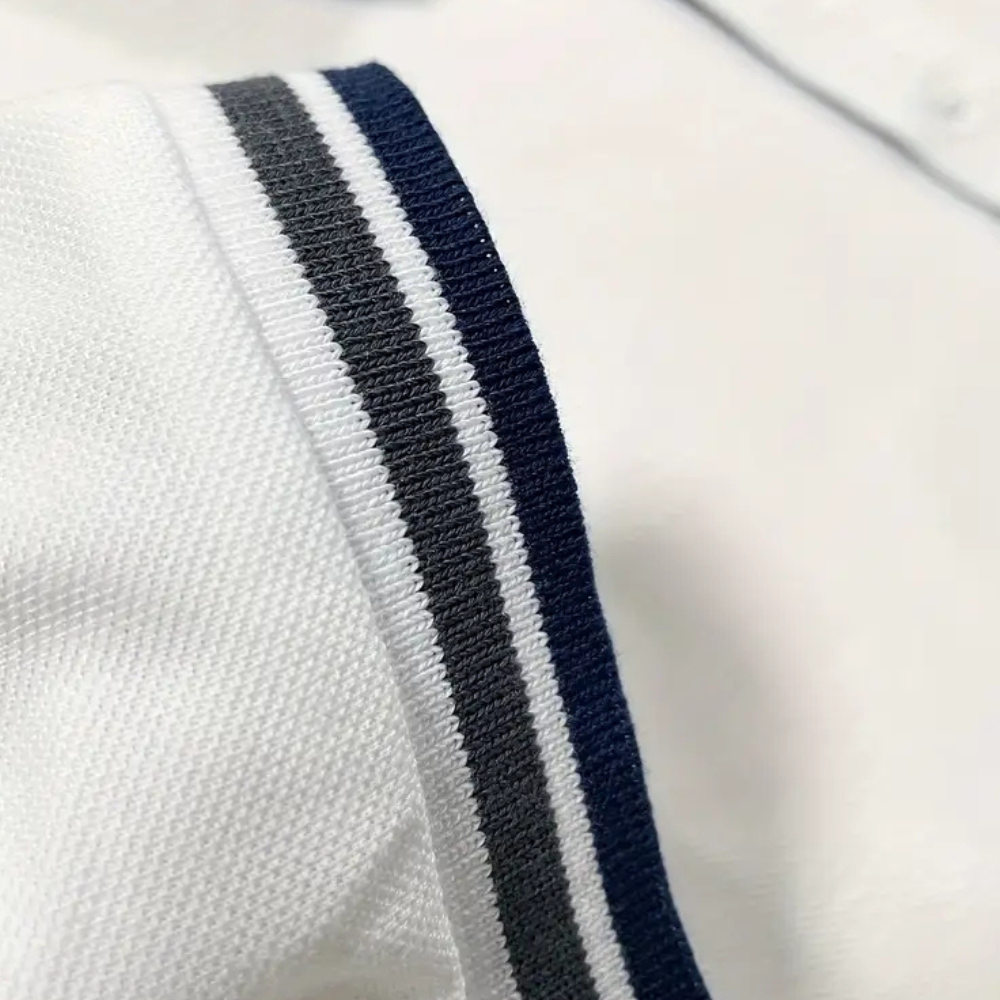 Modna biała męska koszulka polo - Tiberius