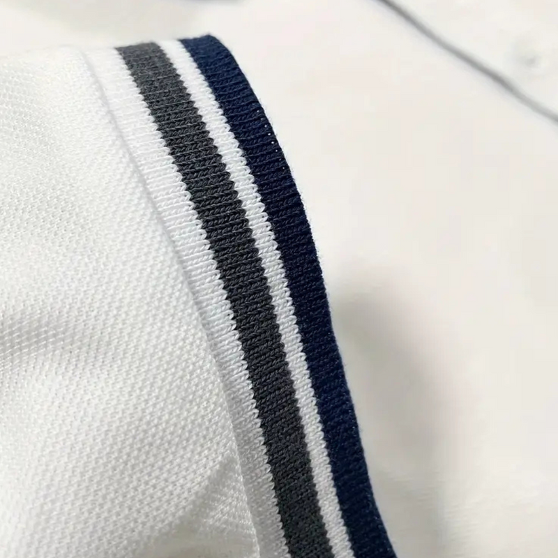 Modna biała męska koszulka polo - Tiberius