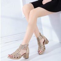 Modieuze dames wedgesandalen met strass en rits – Yara