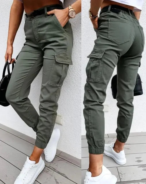 Dames Cargo Broek met Stretch en Hoge Taille - Livia