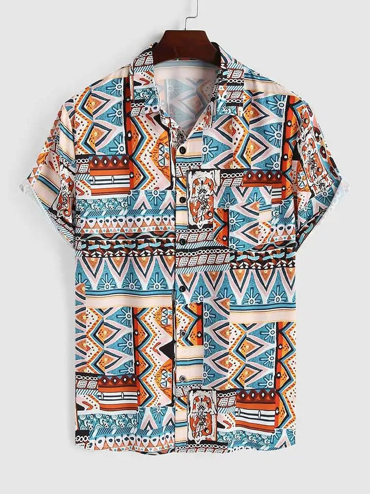 Zomers Dames Shirt met Etnische Print en Borstzak – Nova