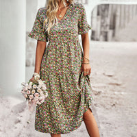 Trendy Bloemenprint Midi Jurk - Livia