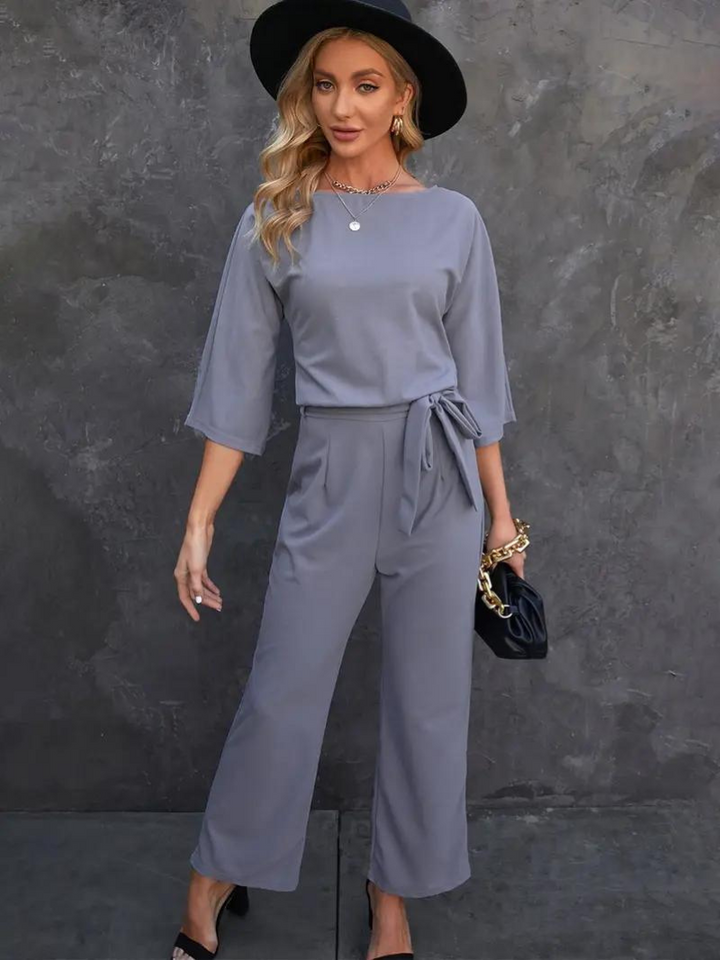 Dames-jumpsuit met strikceintuur – Selina Herfsteditie