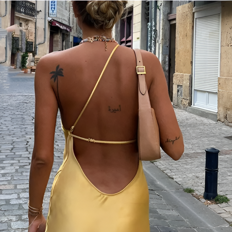 Gele Zomerjurk met Open Rug – Noëlle